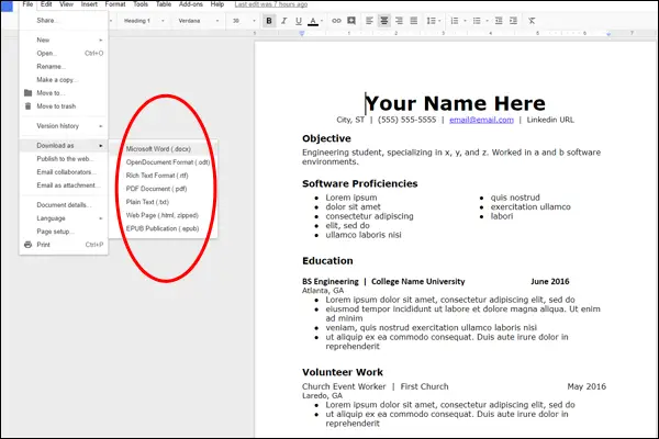 how to create a resume google docs