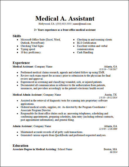 Medical Assistant Resume Template from hirepowers.net