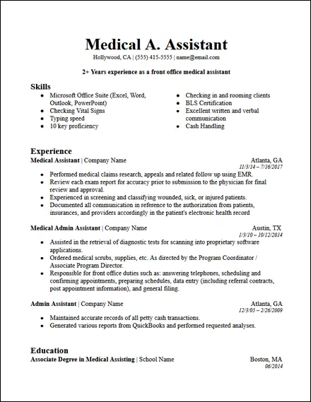 Medical Administrative Assistant Resume Template Hirepowers Net