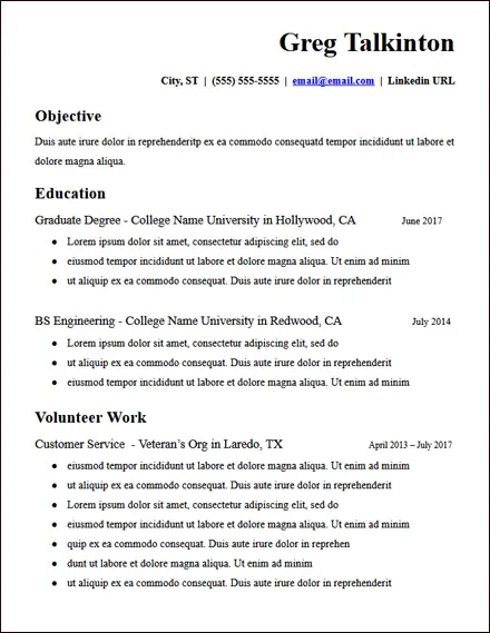 College Student Education Google Docs Resume Template