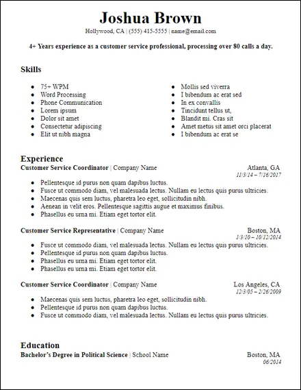 free resume templates with professional summary