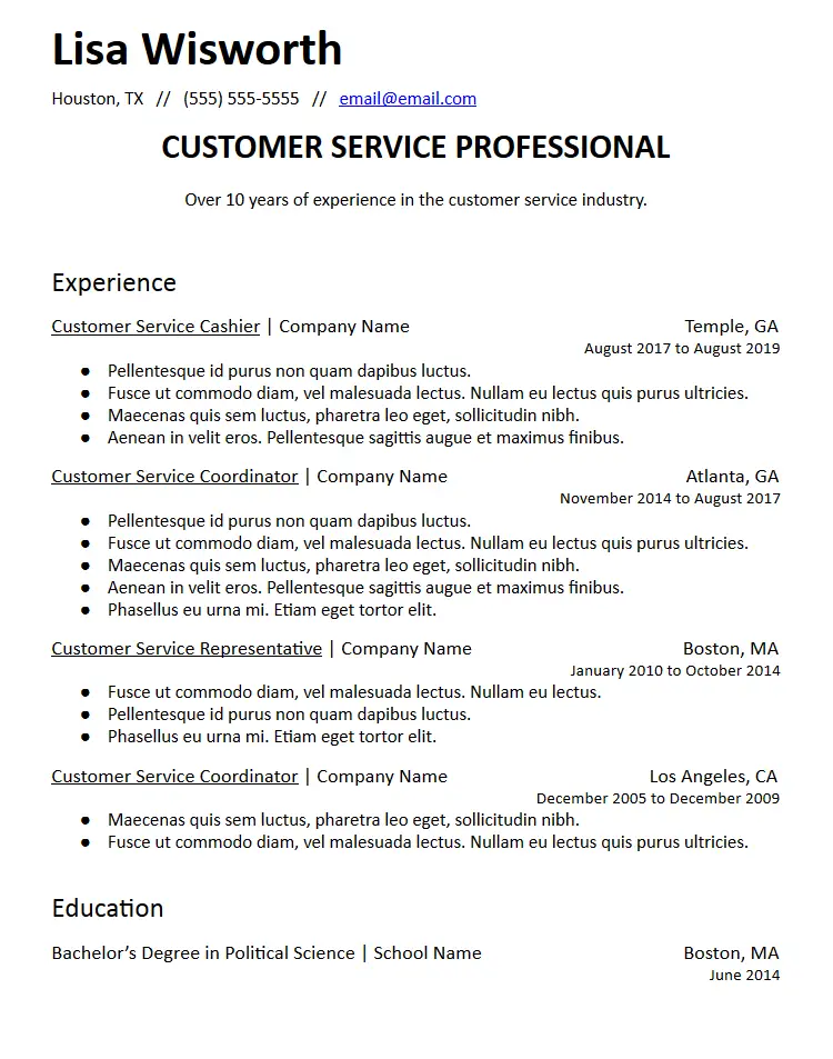 Career Summary Statement Resume Template